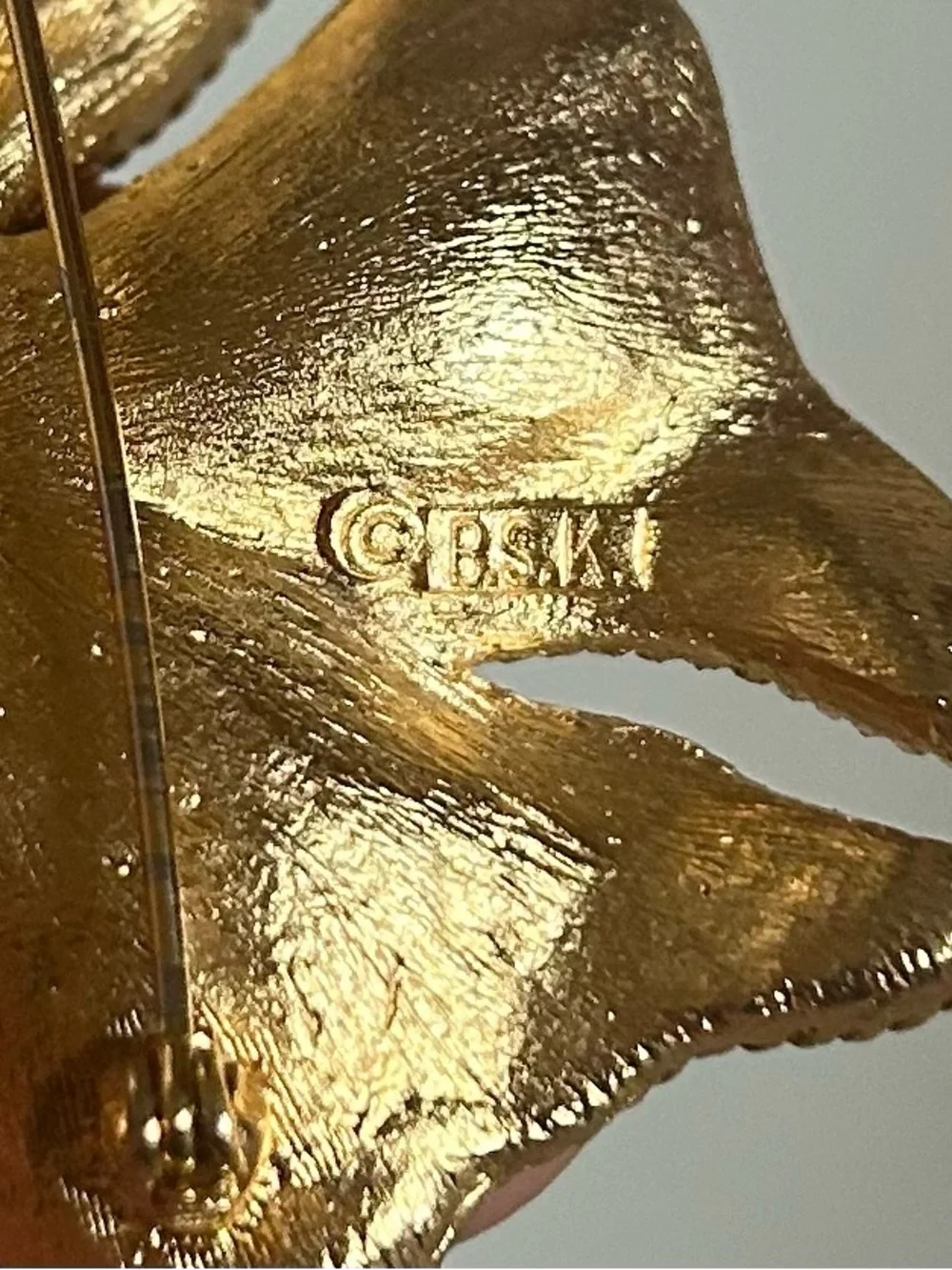 Vintage BSK Gold Floral Petal Brooch